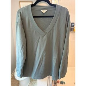 Orvis Modal Blend Fleece Lined V-Neck Sweatshirt Women's Large Slate Blue
